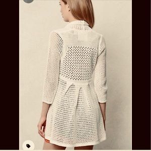 Anthropologie pleat back textured white cardigan